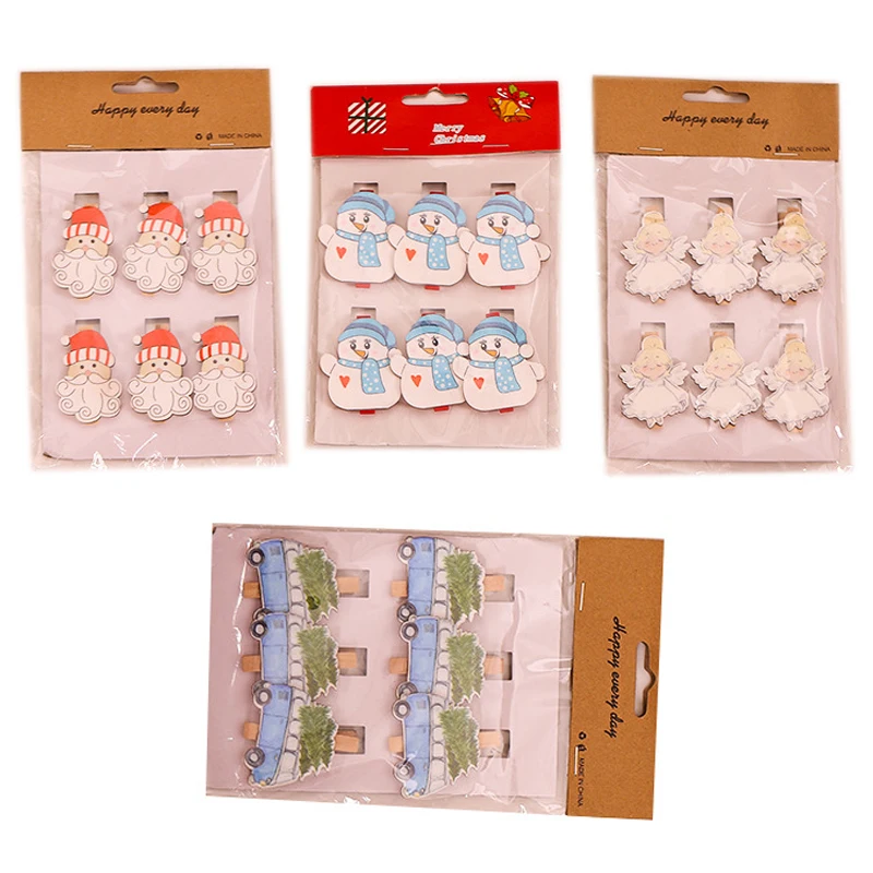 Рождественская деревянная мультяшная клипса аксессуары для украшения