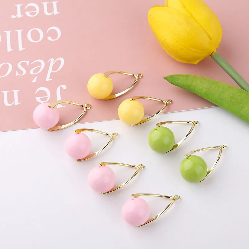 

30 шт./лот, шарообразные Подвески ярких цветов из сплава, аксессуары для самостоятельного изготовления ожерелий, браслетов, головных уборов, ...