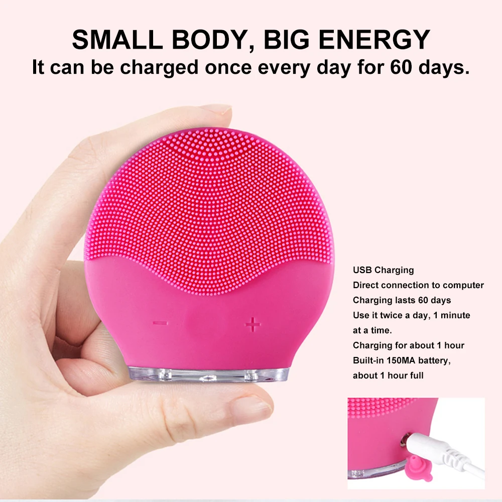 Ultrasonic Electric Facial Cleansing Brush Washing Vibration Skin Pore Cleaner Massage Deep Cleaning USB Rechargeable | Красота и