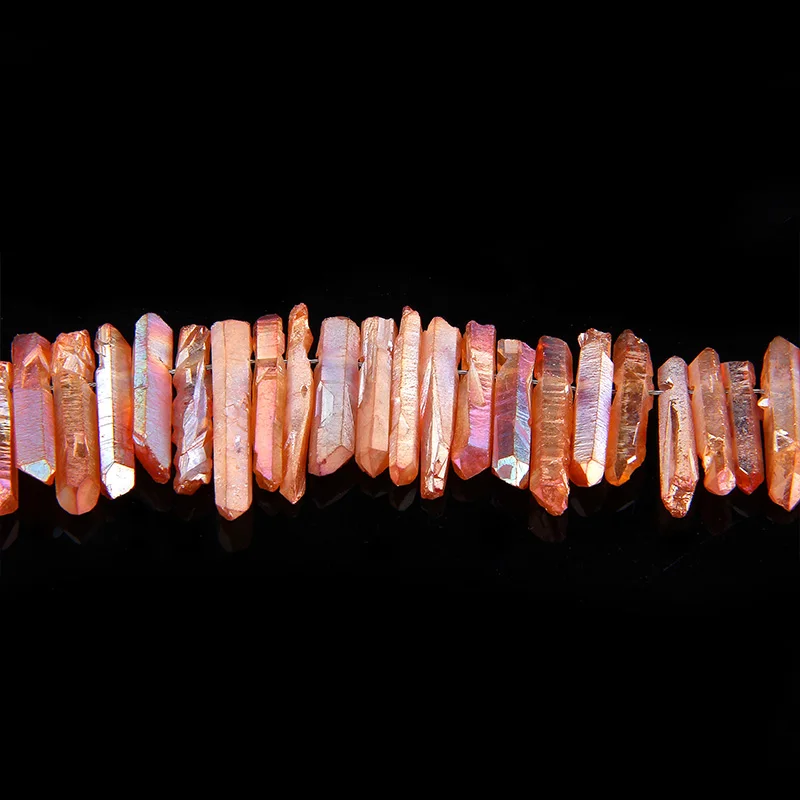 

Natural Quartz Stick Beads Top Drilled Champagne Color Raw Gems Loose Beads For Jewelry Making DIY Necklace 10pcs/20pcs/30pcs