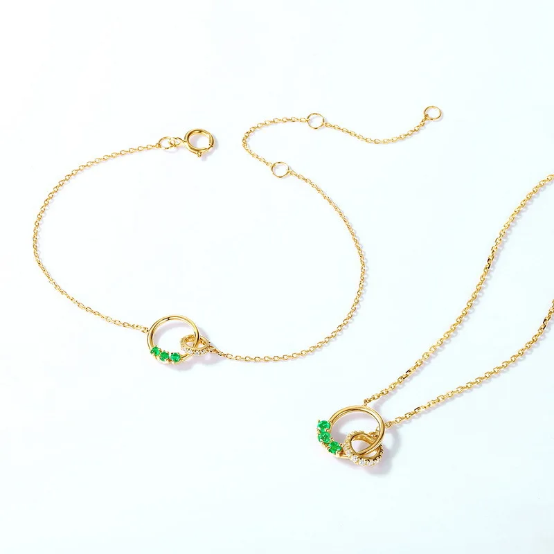 Prix Urestnice – Collier Ras De Cou En Or Jaune 14K Pour Femmes, Bijoux Fins De Luxe, émeraude Naturelle, Bracelet En Zircon 3A, Fête, 585