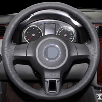 diy artificial leather black steering wheel cover for volkswagen golf 6 mk6 vw polo sagitar bora santana jetta mk6 breathable