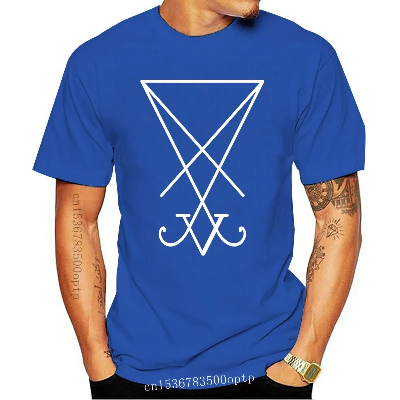 

New White Sigil Of Lucifer Symbol T-shirt Seal Of Satan Occult Clothing Mens T-shirts Short Sleeve O-neck Cotton