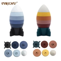 tyry hu 6pcs baby toys silicone building block silicone teether rocket soft block educational montessori toys stacking blocks
