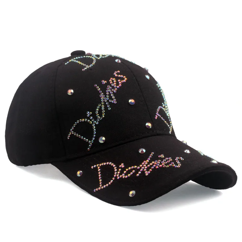 [YARBUU] Rhinestone baseball cap Luxury Woman Cowboy Baseball Cap Flower Pattern Gorras Female High Quality Glass Diamond Hat