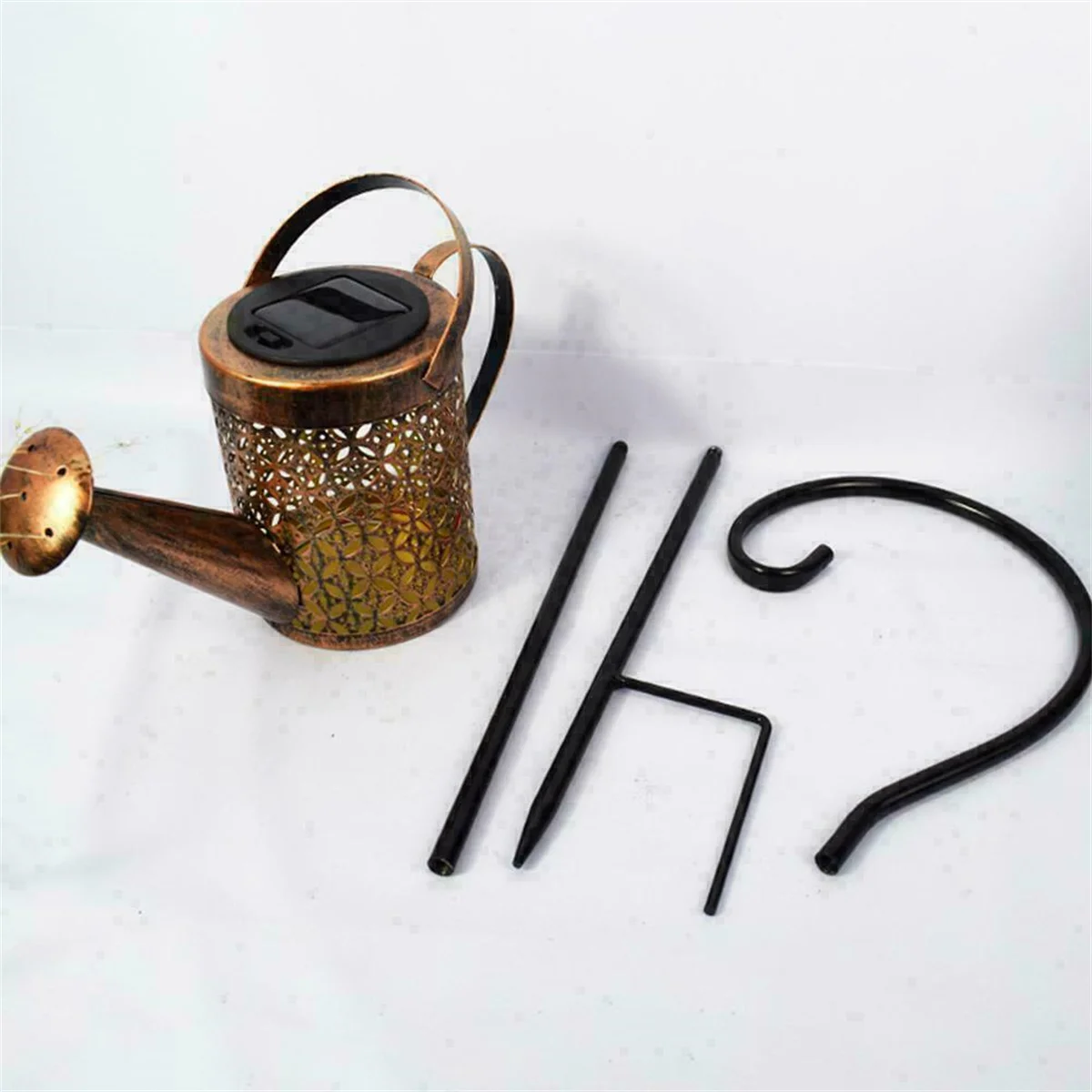 

Watering Can Solar Garden LED String Lights Waterproof Vintage Hollow Yard and Garden Home Pathway Poolside Decor with Bracket