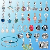 2021 summer new 100 925 sterling silver fashion diy charm cartoon creative basis chain bracelet pendant earring rings
