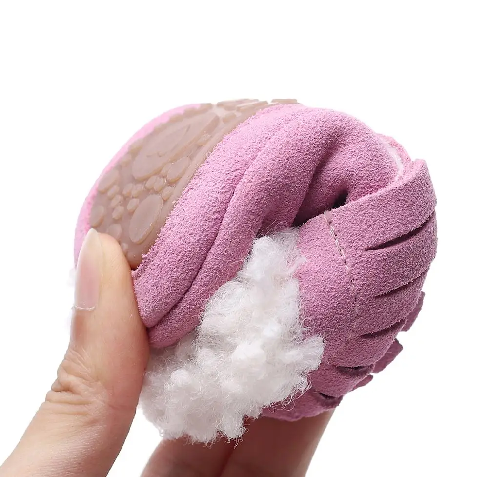 

Baby Toddler Shoes baby moccasins with hard rubber sole Genuine Leather booties Winter New Baby Shoes Fringed Cotton Shoes