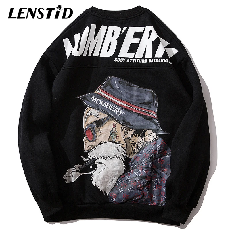 Зимние флисовые мужские пуловеры LENSTID 2019 в стиле хип-хоп с мультяшным рисунком
