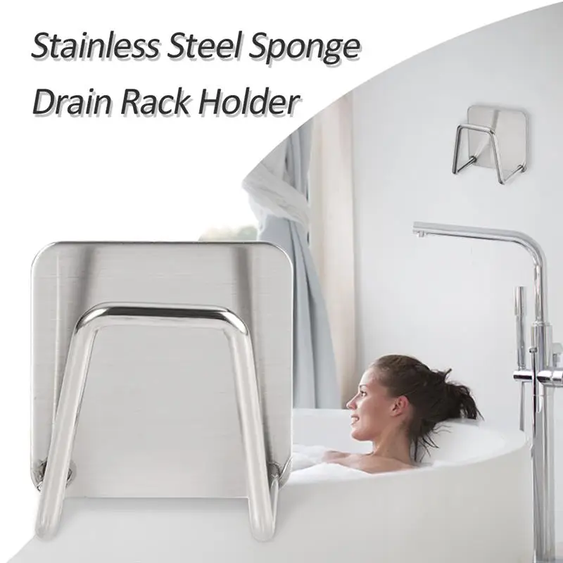 

Stainless Steel Sponge Drain Rack Holder Dishwashing Dishcloth Sink Organizer