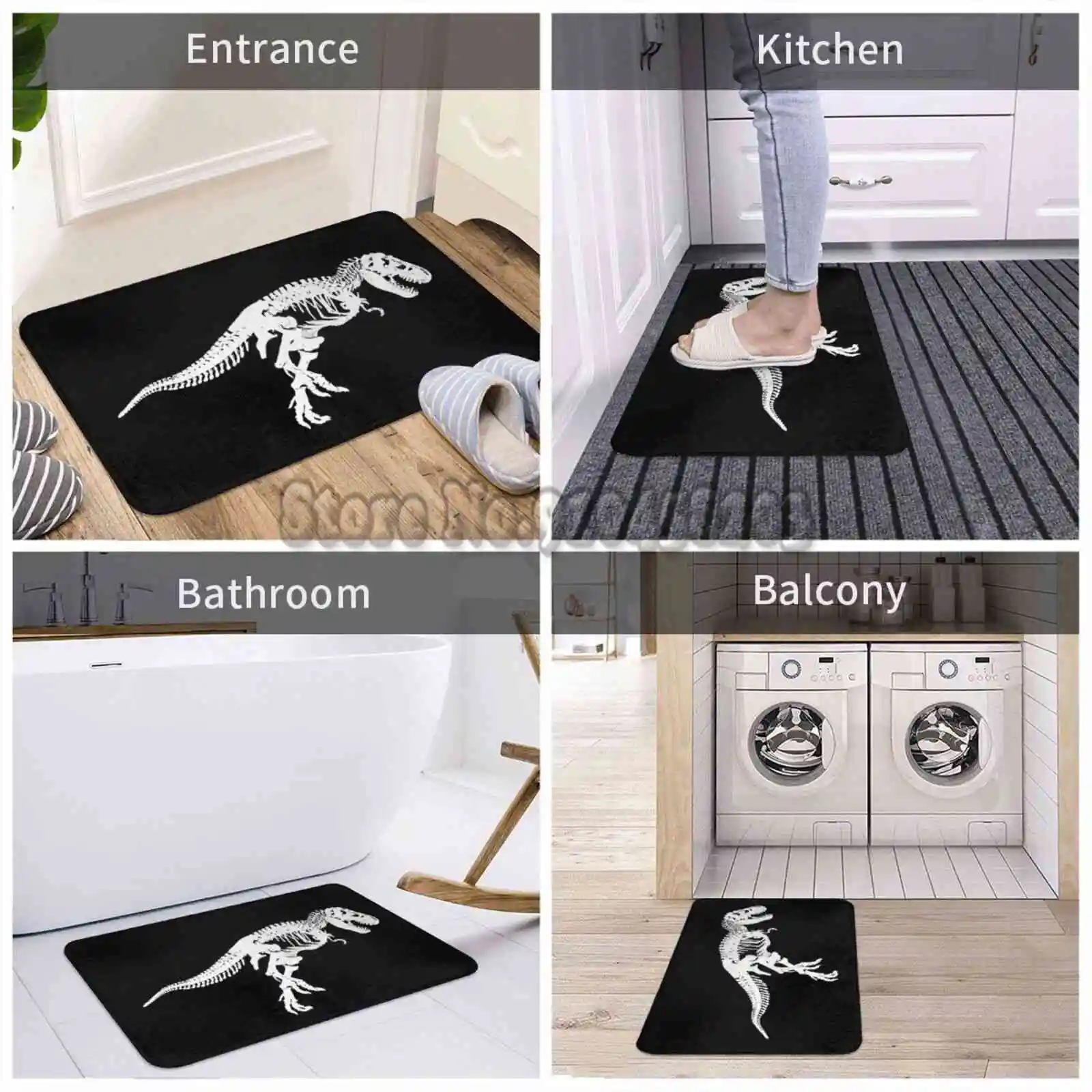 Тираннозавр Рекс Скелет Коврик для двери Ковер для гостиной Впитывающий ковер для ванны Кухонный коврик Т Палеонтолог Динозавр.