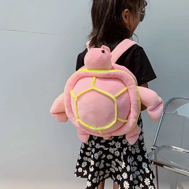 

2020 new cute children's backpack, tortoise plush fashion Princess bag, cartoon shoulder bag, plush toy bag, children's gift.