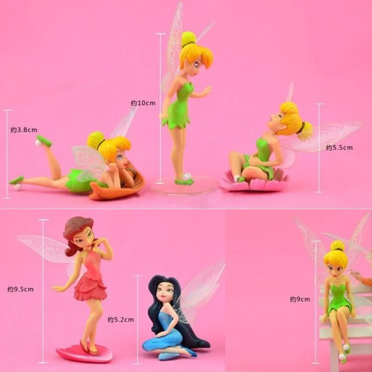 Аниме Tinkerbell сказочная фигурка игрушка Tinker Bell 6 шт./компл. ПВХ экшн-фигурки Куклы -