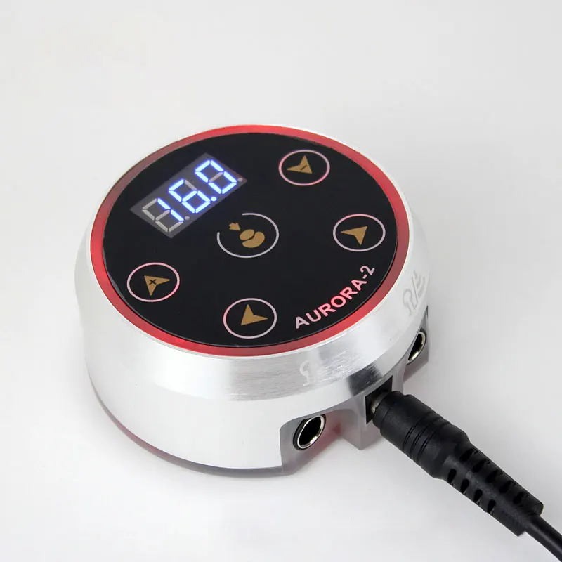 Silver-US Plug Aurora-2 источник питания для тату, обновленный цифровой ЖК-дисплей, мини светодиодный сенсорный блок питания для татуировок, поворотные машинки, ручка - Цвет: Silver-US Plug