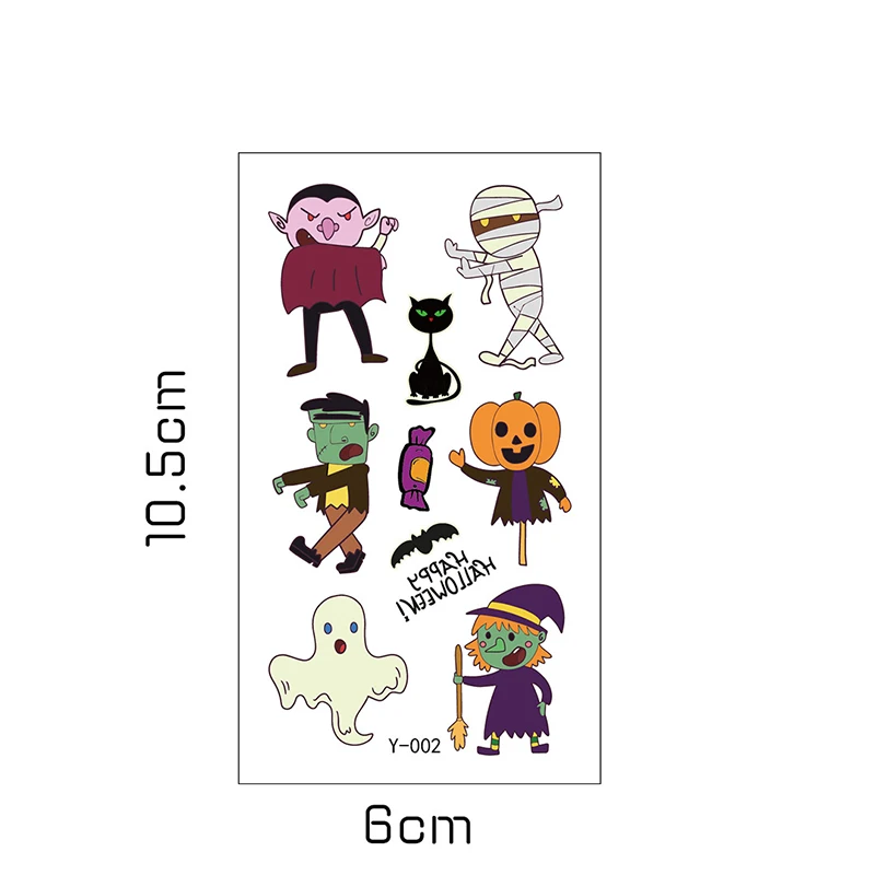

Halloween Temporary Tattoo Sticker For Kids Pumpkin Ghost Cartoon Luminous Waterproof Tattoo Sticker Halloween Party Decoration