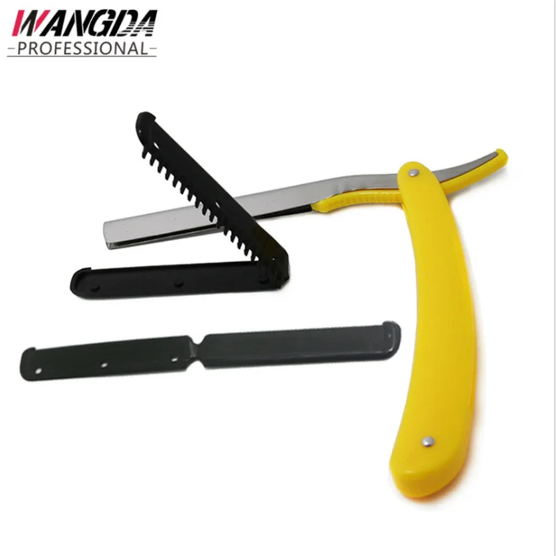 

3-Color Men Stainless Steel Straight Blade Razor Manual Foldable Haircut Razor Replaceable Blade Hair Removal Razor Styling Tool