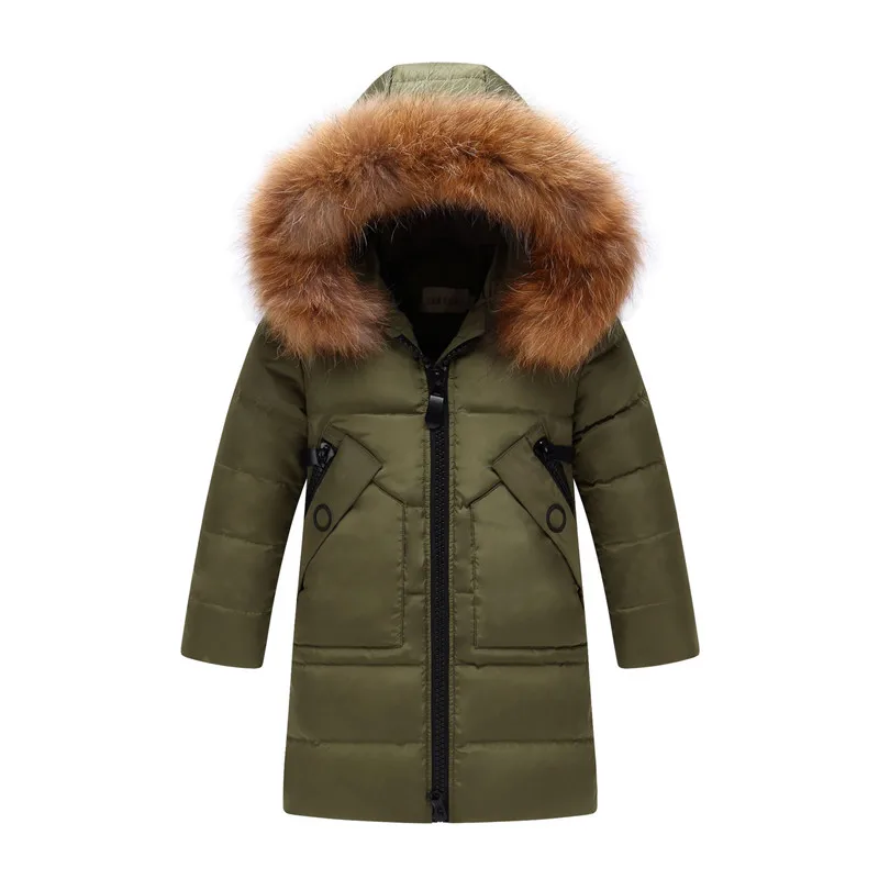 

Children Winter Jacket Kids Hooded Down Coats Warm Parka With Raccoon Fur For Girls 6 8 10 12 14 Years Outerwear FM046