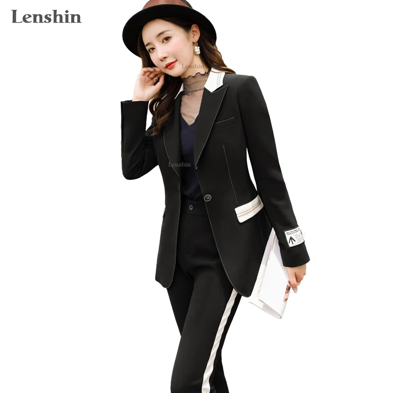 Женский брючный костюм Lenshin модный из двух предметов в стиле High Street с