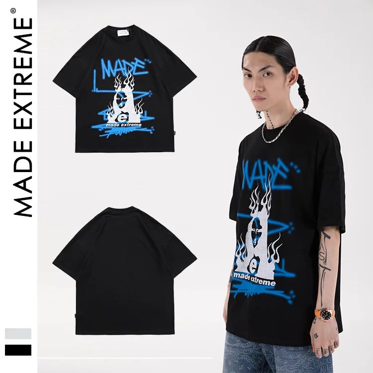

MADEEXTREME Mona Lisa T-Shirt Streetwear Men Hip Hop 2021 Harajuku Cotton Casual Summer oversized T shirt tops tee 2135