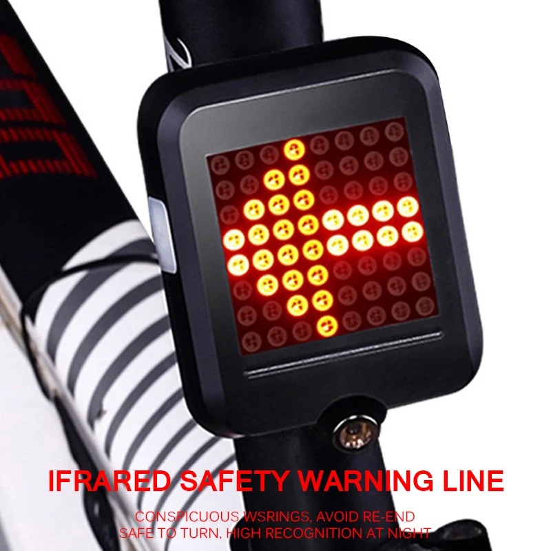 Bicycle Turn Signal LED Lights Brake Taillight Warning Lamp Rear Light Auto Direction USB Charging for MTB Road Bike Parts | Спорт и