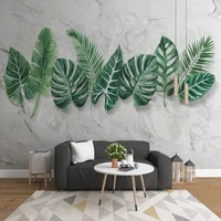 custom photo wallpaper modern marble pattern 3d hand painted plant leaf background wall painting papel de parede sala wallpapers
