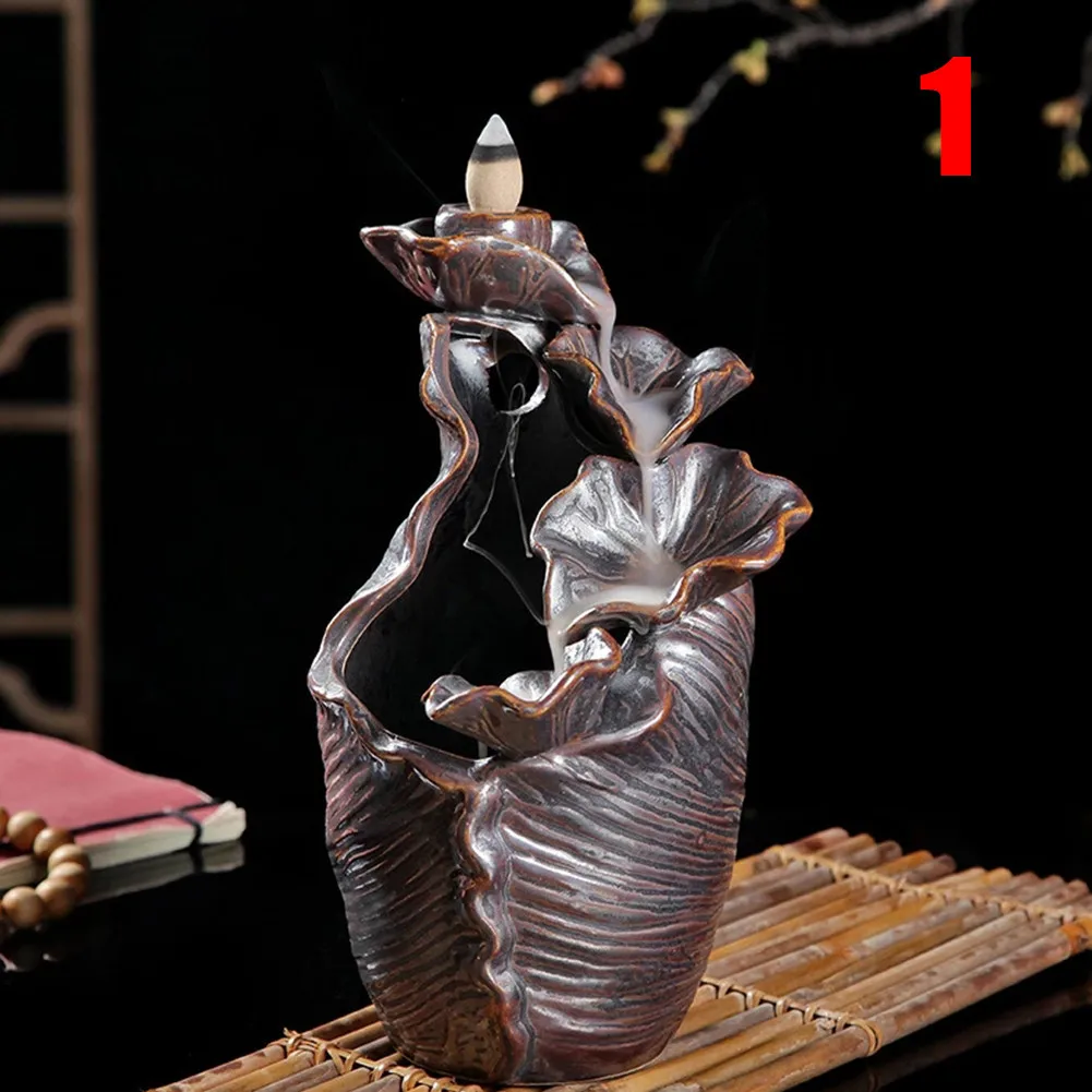 

Lotus Pond Moonlight Backflow Incense Burner Ceramic Censer Holder Fashion Home Incense Burner Ornaments Living Room Decor