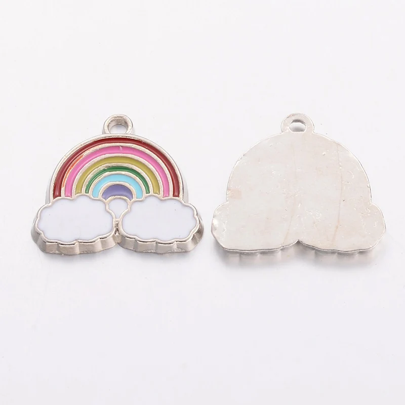 10pcs/set Cute Rainbow Enamel Pendants Alloy Cloud Charm Pendant Jewelry Necklace DIY Craft | Украшения и аксессуары