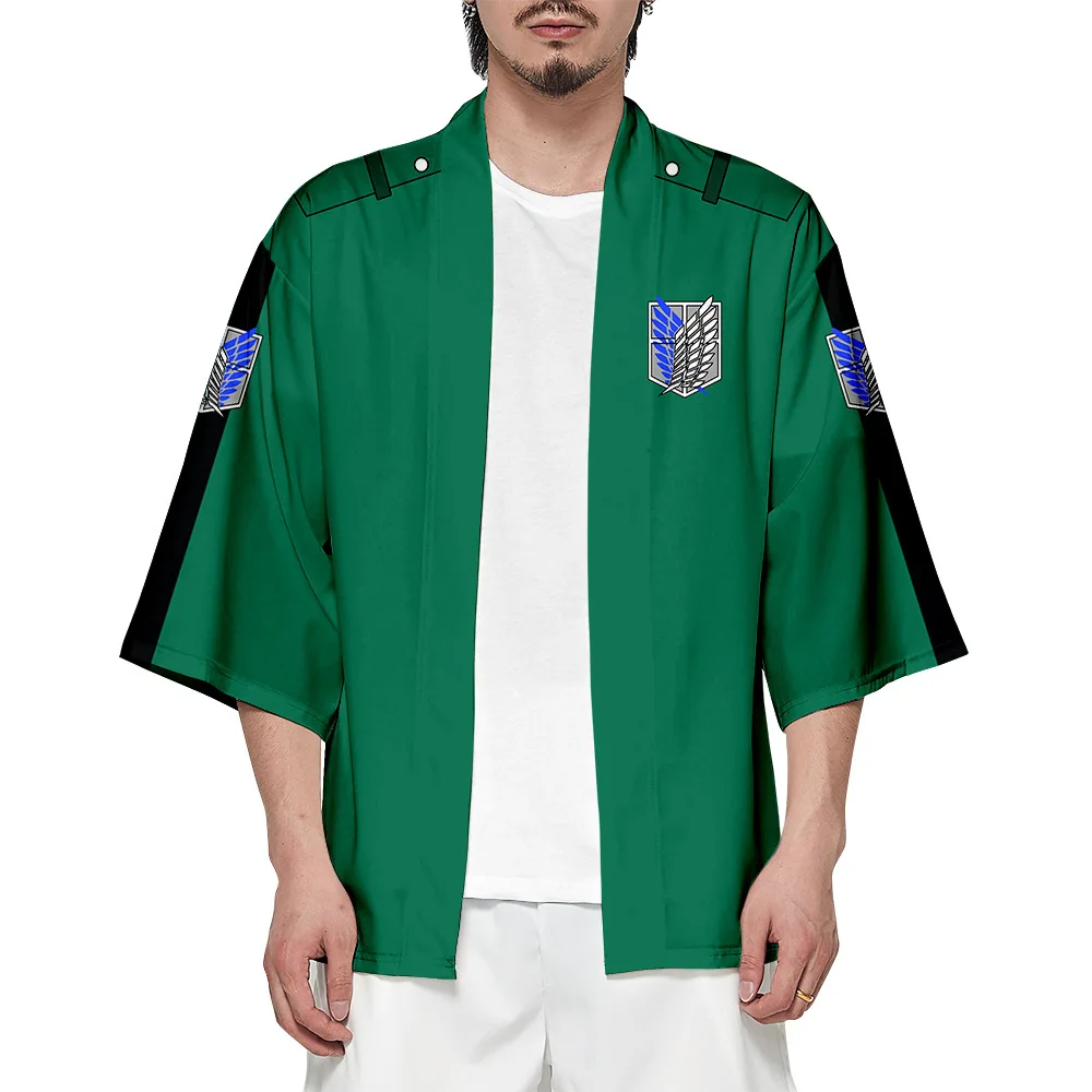 

Anime Attacking Giant 3D Printing Unisex Japanese Kimono Hauri Yukata Cosplay Fashion Summer Casual Cool Short Sleeve Streetwear