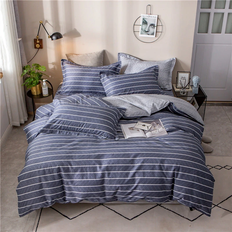 

Серый полосатый набивной пододеяльник на молнии 100% хлопок мягкая ткань одеяло/пододеяльник наволочка набор 3 шт домашний текстиль