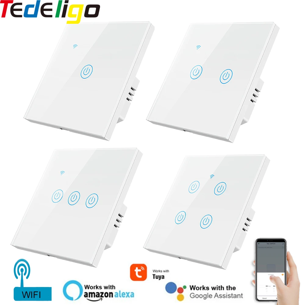 Стандарт ЕС Tuya/Smart Life Wifi умный светильник переключатель сенсорная панель стекло