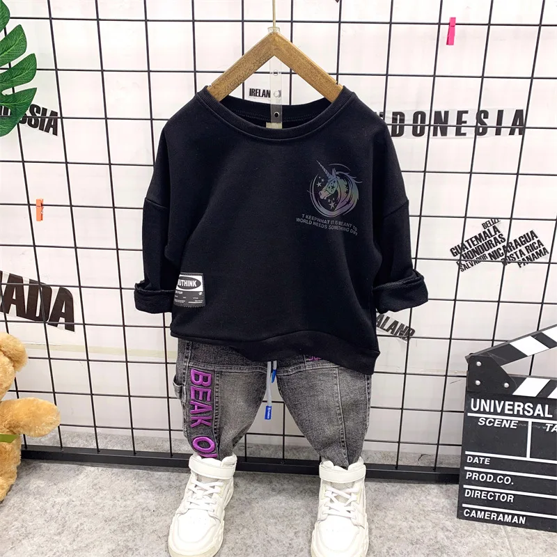 Комплект одежды из 2 предметов для мальчиков хлопковый светоотражающий свитер и