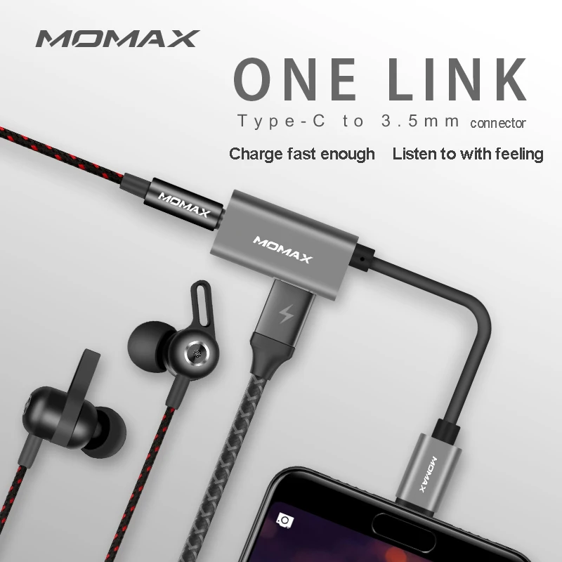 Momax HT1 elite USB C adapter (USB to 3.5mm headphone jack) Clear sound quality Plug and play Alloy interface Connecting line | Мобильные
