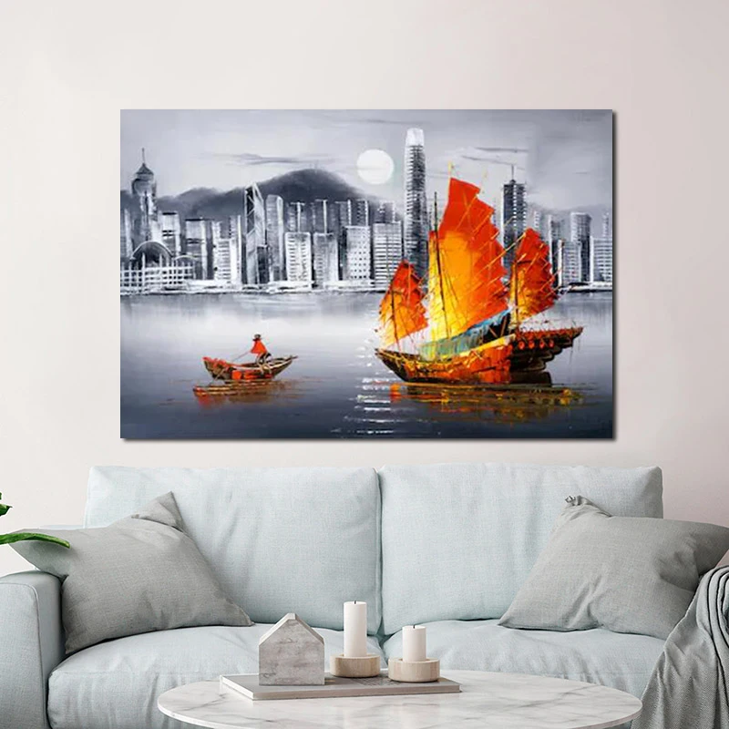 RELIABLI Арт холст картины городское здание пейзаж маслом будет картина для Гостиная