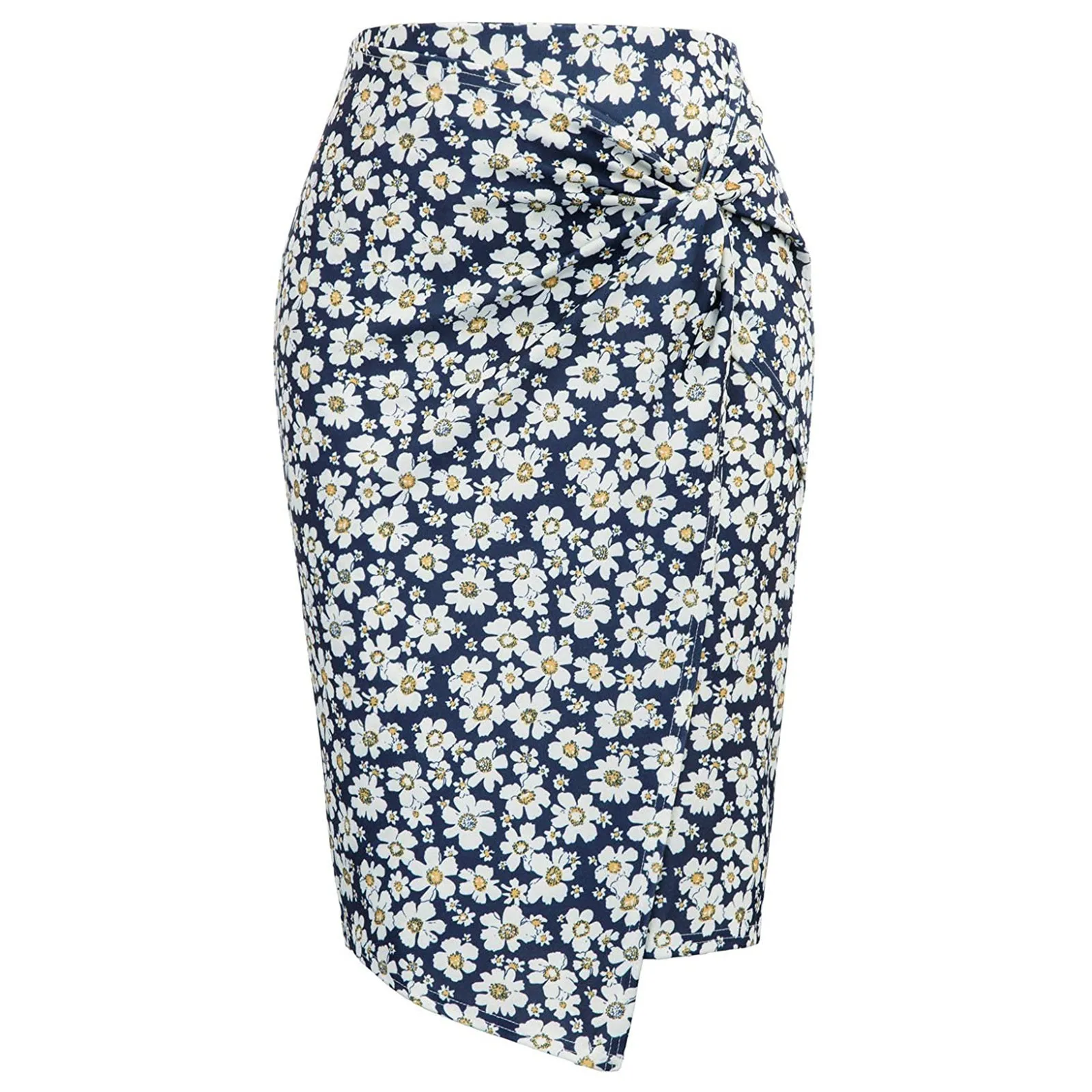 

Woman Skirts Elegant 2021 New Fasion Vintage Sexy Irregular Office Floral Printing High-waisted Twisted Knee-length Pencil Skirt
