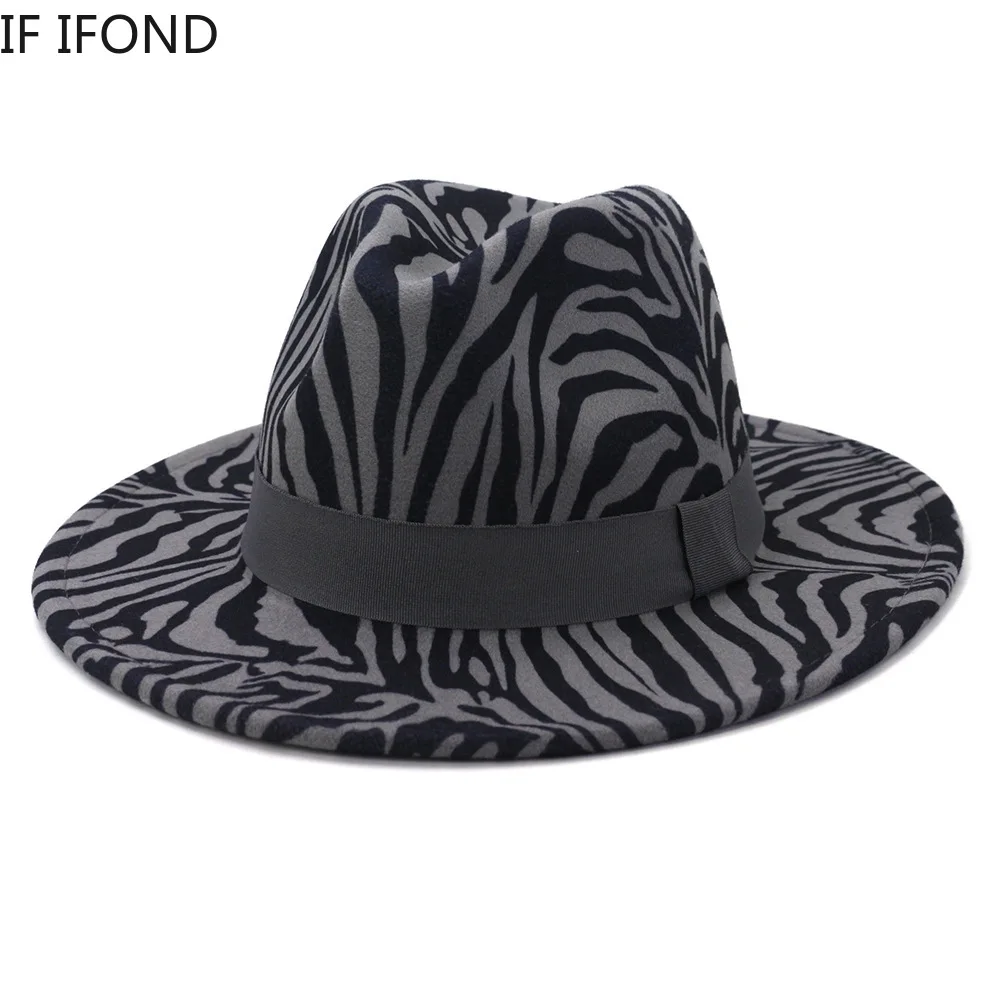 

Шляпа-федора с широкими полями, с принтом зебры, для мужчин и женщин