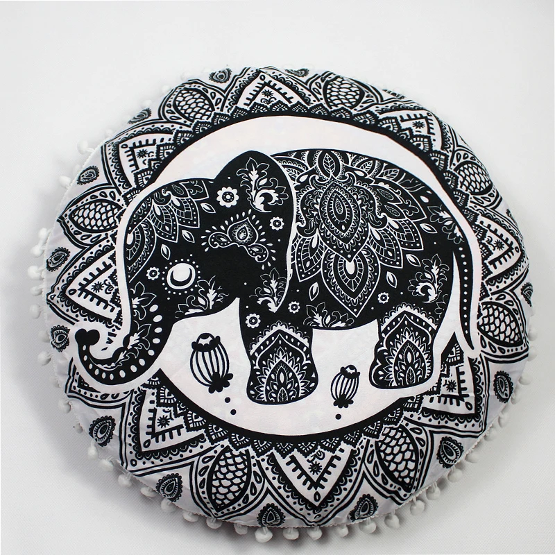 43/80CM Round Bohemian Mandala Pattern Pillowcase Indian Elephant Printed Cushion Cover Boho Meditation Floor Pillows Case - купить по