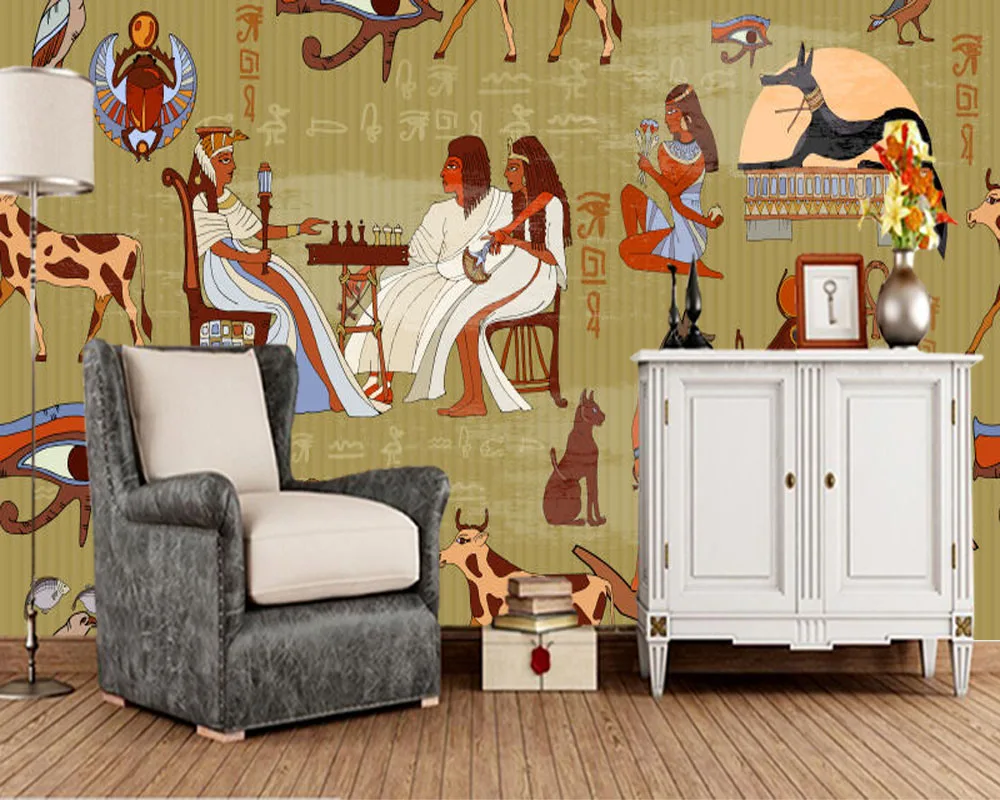 

3d обои с рисунком египетских древних персонажей, Настенные обои для гостиной, дивана, телевизора, спальни, настенные бумаги, домашний декор