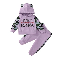 2pc baby girl clothes autumn 3d ear hoodies top sweatshirt camouflage outfits letter toddler girls tracksuit infant clothing set