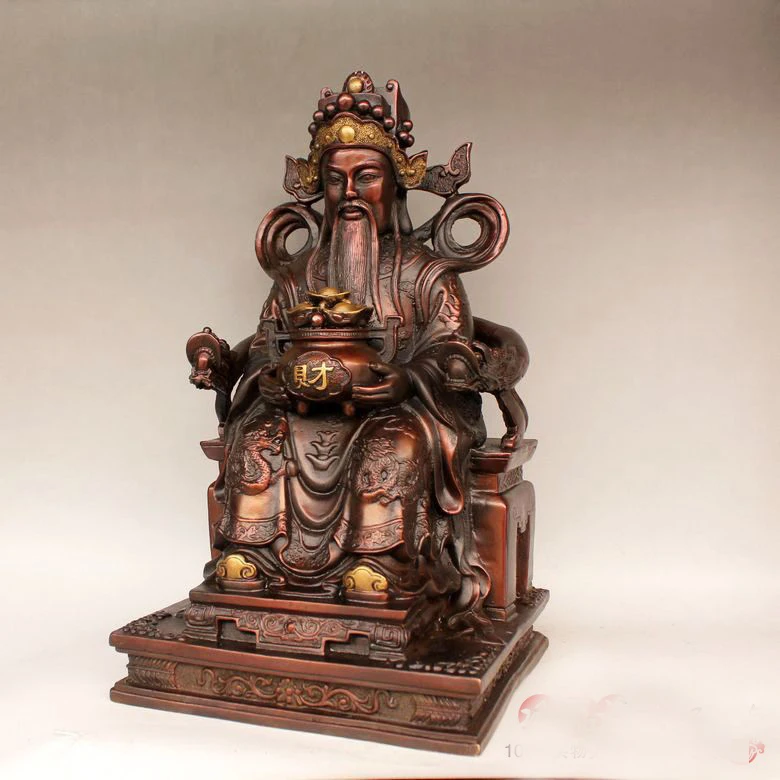 

40CM LARGE -2020 HOME OFFICE EFFICACIOUS MASCOT BRING WEALTH FORTUNE FENG SHUI CAI SHEN FORTUNE GOD BRASS STATUE SCULPTURE