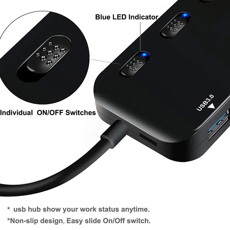 KuWFi USB 3 0 концентратор 4 порта быстрая скорость ультра тонкий USB3.0 сплиттер