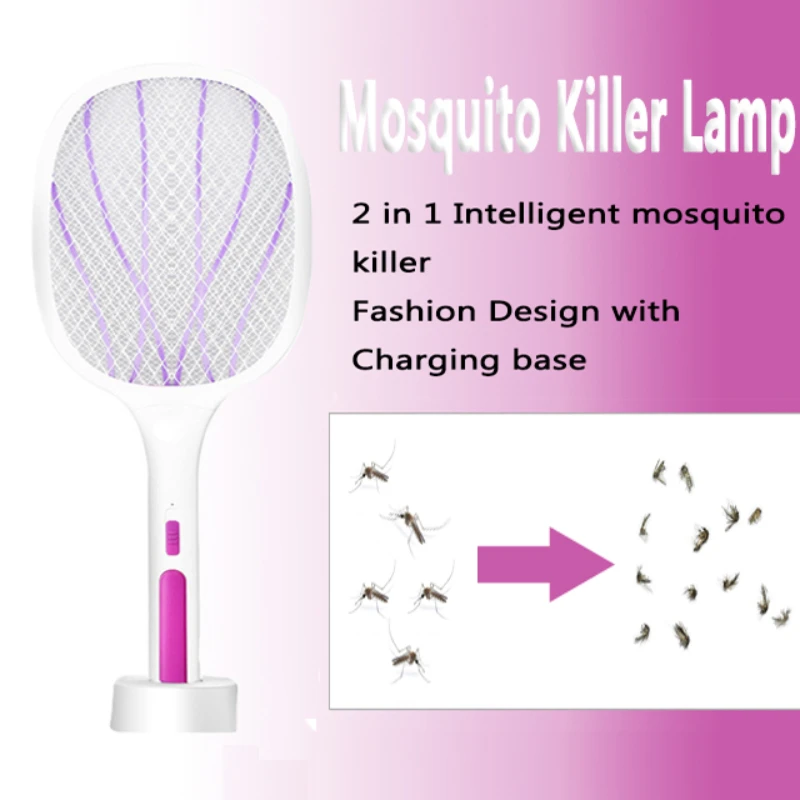

3 IN 1 LED Mosquito Killer Lamp 3000V Electric Bug Zapper Insect Killer USB Trap Anti Mosquito Flies Rechargeable Fly Swatter