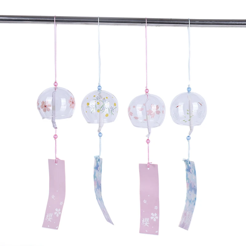 

Sakura Cherry Blossom Pattern Japanese Style Glass Wind Chimes Hanging Craft Wind Bell Home Decor