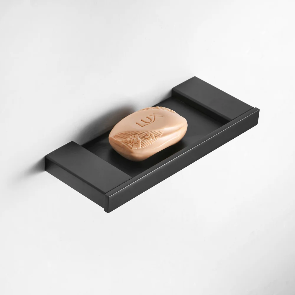 Soap holder Матовое черное оборудование для ванной набор полотенец стойка угловая полка Держатель для полотенца бар из нержавеющей стали набор оборудования для ванной комнаты - Цвет: Soap holder