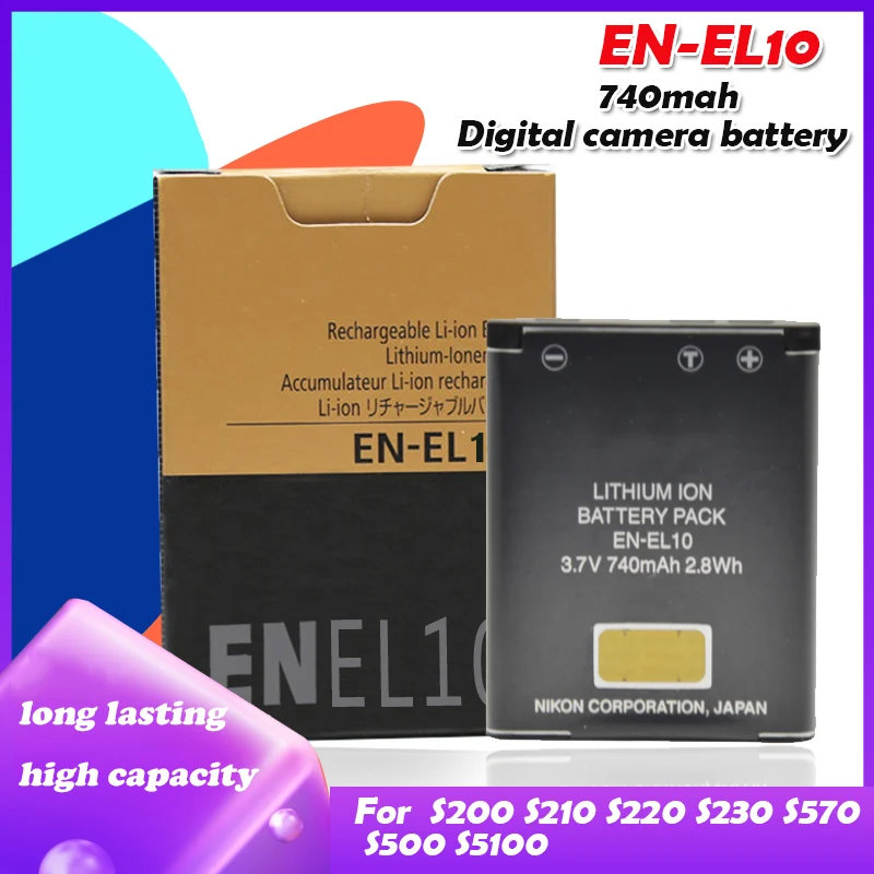 EN EL10 RU 740 мА/ч литий ионный аккумулятор Батарея для Nikon COOLPIX S200 S210 S220 S230 S3000 S4000 S500 510