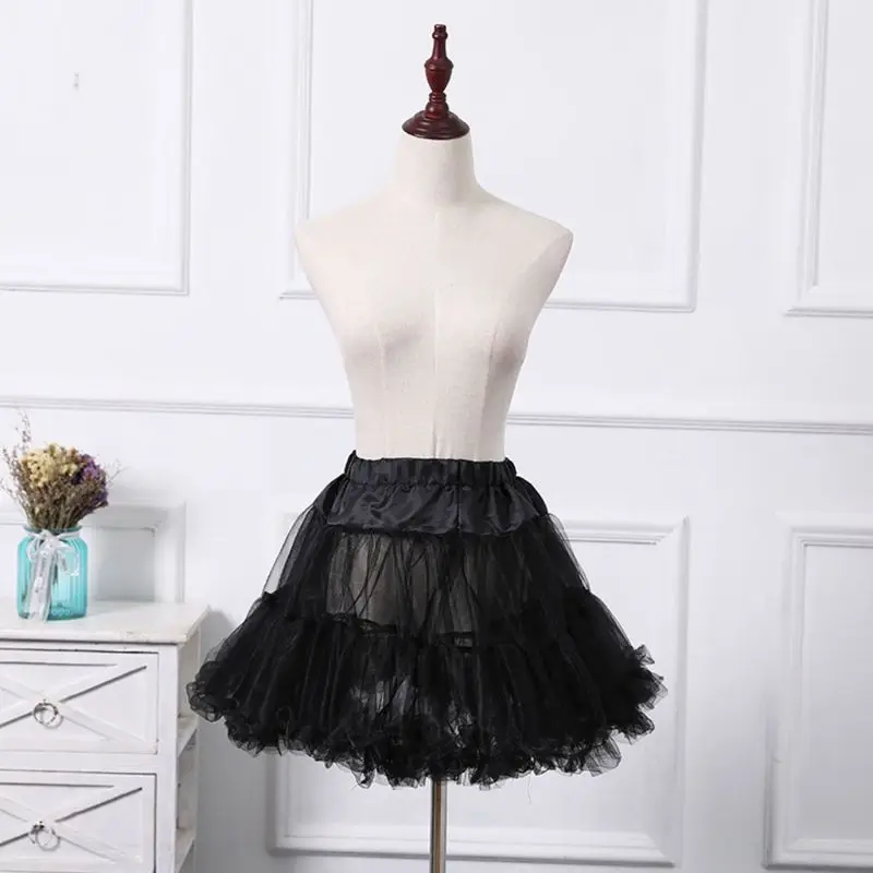 

Women Lolita Tulle Petticoat Vintage Swing Tutu Skirt Elastic Waist Hoopless Underskirt Cosplay Ruffles Crinoline Bustle