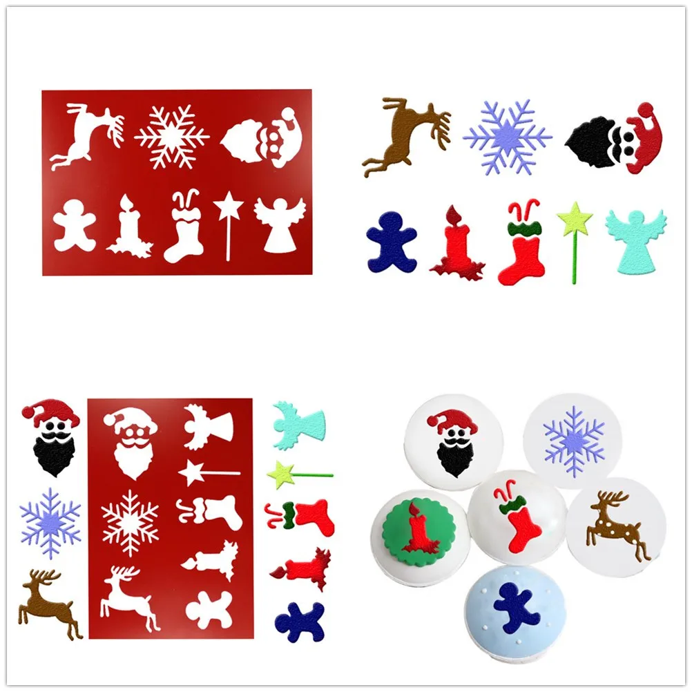 Пластиковые формы для выпечки Рождественский спрей трафареты День Рождения