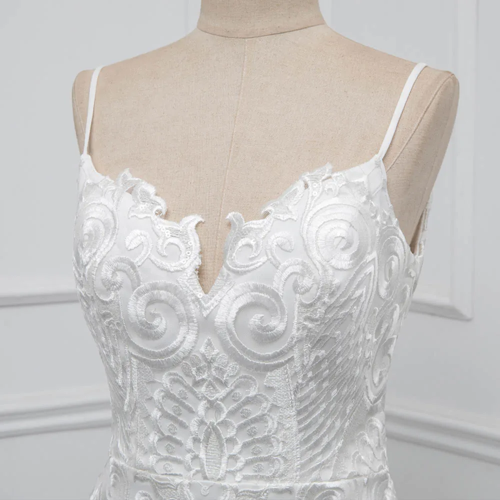 2021 цвета слоновой кости кружева русалка свадебное платье Спагетти спинки