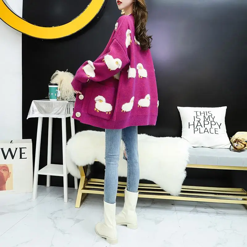 

Spring 2020 New Very Fairy Sweater Cardigan Women Loose outside Wear Net Red Lazy Wind Sweater Coat Spring and Autumn