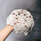 Элегантный хлопковый берет с вырезами и цветами, декоративный Дамский однотонный берет с крючком на руку в этническом стиле, художественный берет, шапка для осени