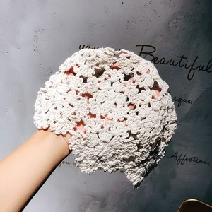 Элегантный хлопковый берет с вырезами и цветами, декоративный Дамский однотонный берет с крючком на руку в этническом стиле, художественный берет, шапка для осени